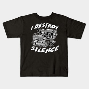 I Destroy Silence Old School White Kids T-Shirt